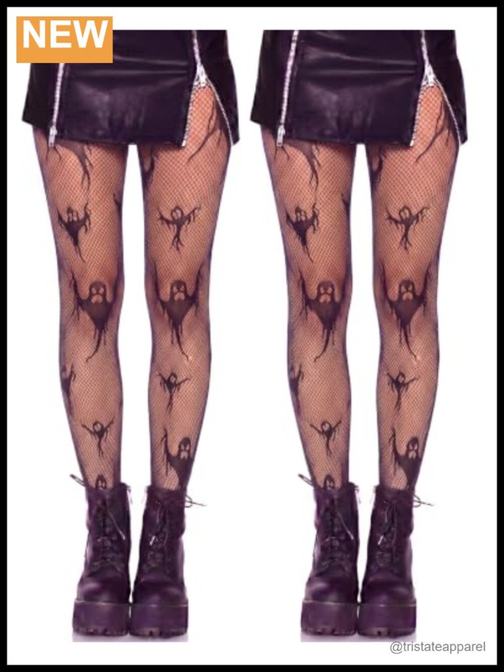 Syhood 2 Pair Fishnet Stockings Halloween Ghost Pattern One Size